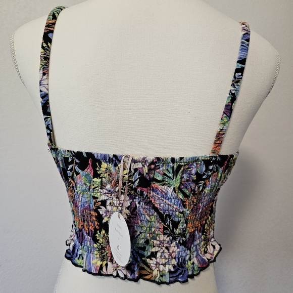 Hippie Rose Black Floral Cropped Tank Women's Size Small NWT - Picture 4 of 8